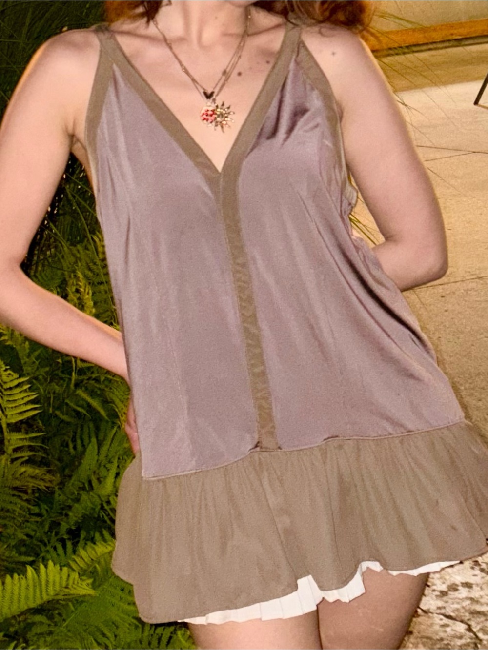 Banana Republic Olive Ruffle-Hem V-Neck Camisole